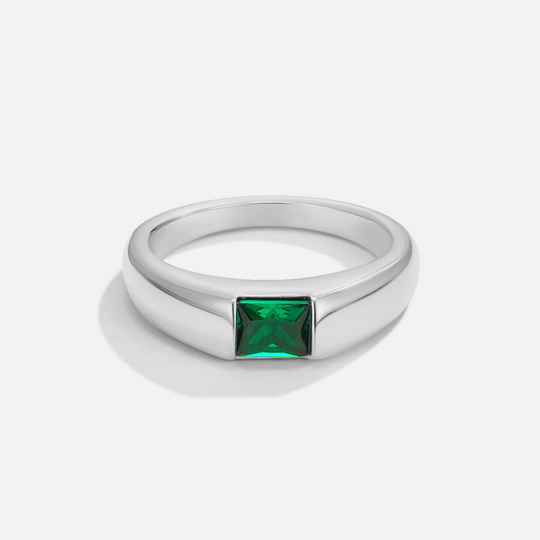 Ember sølv og smaragd ring