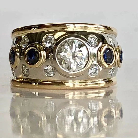 Vintage guldring med zirkonia
